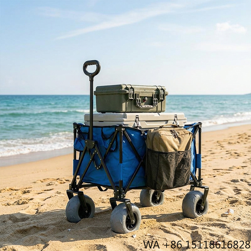 Outdoor Camping Table Foldable - Opvouwbare metalen strandwagen met snel los