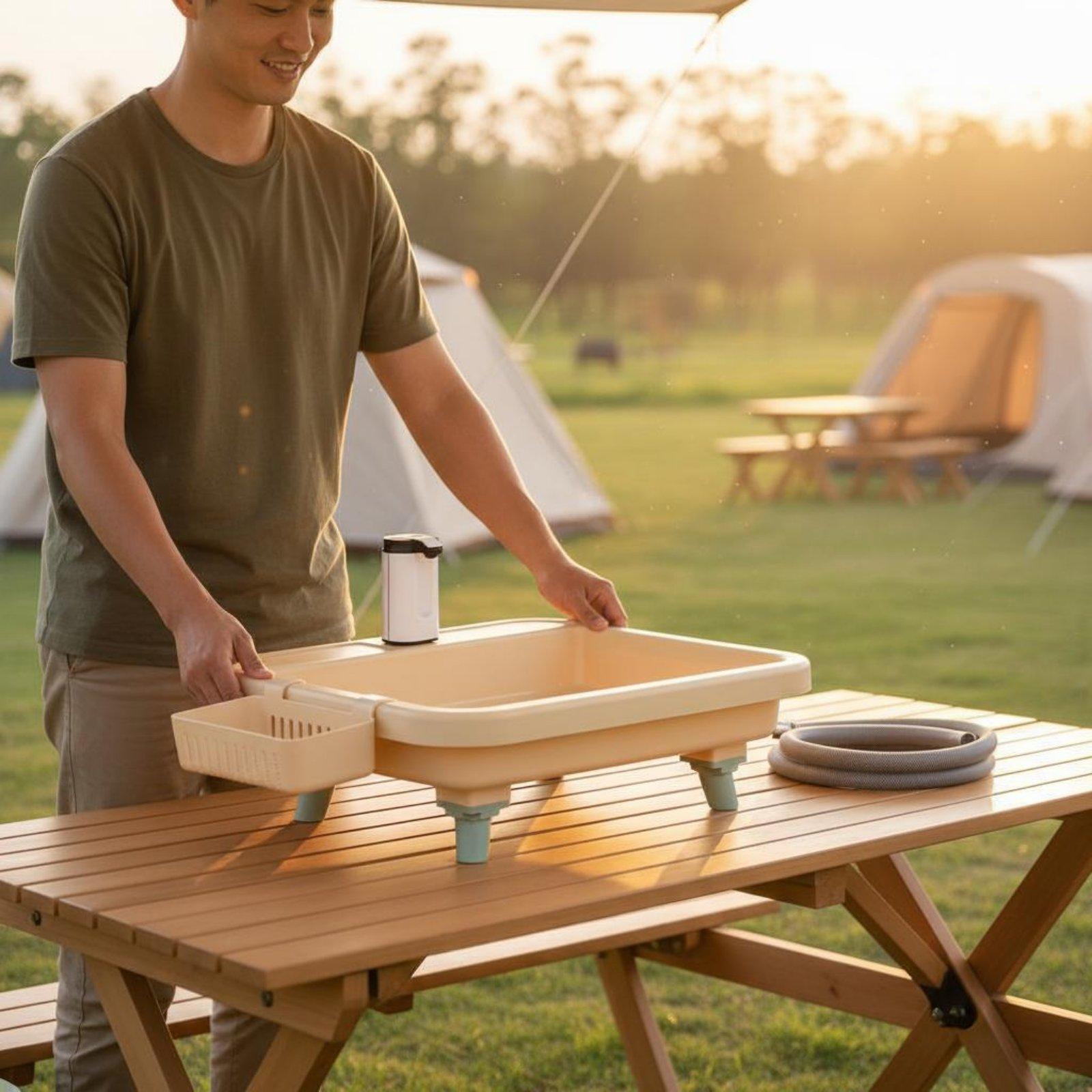 Outdoor Camp - Draagbare kampeerspoelbak met ingebouwde kraan en