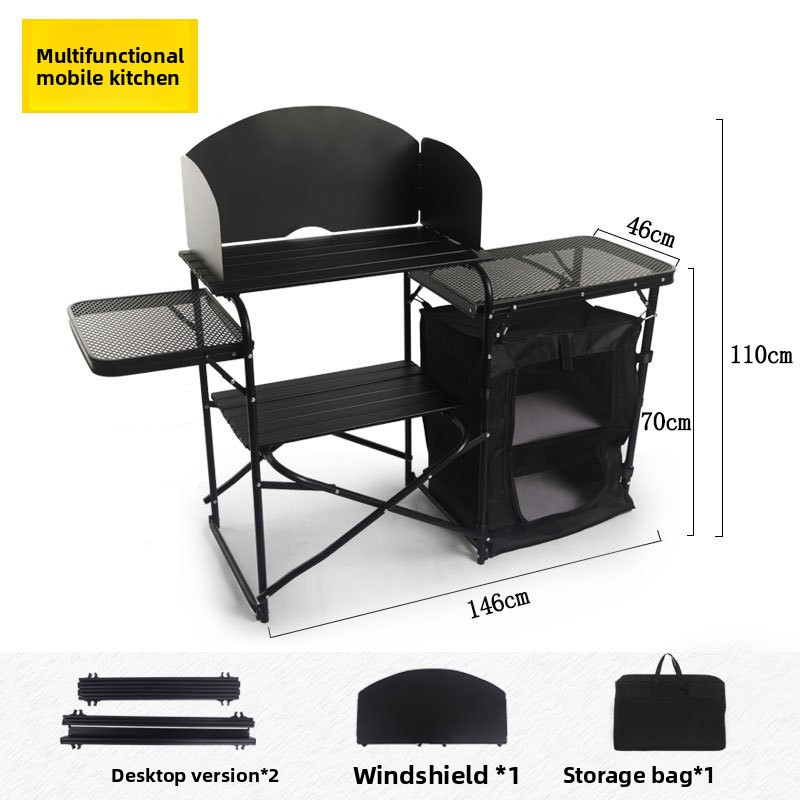 Outdoor Camping Table Foldable - Multifunctionele mobiele buitenkeuken, opvouwbare campingtafel, aluminium