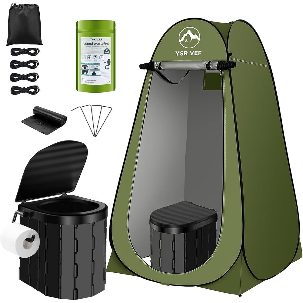 Outdoor Camp - Draagbare toilettas, kampeertoilet met opklapbare privacytent