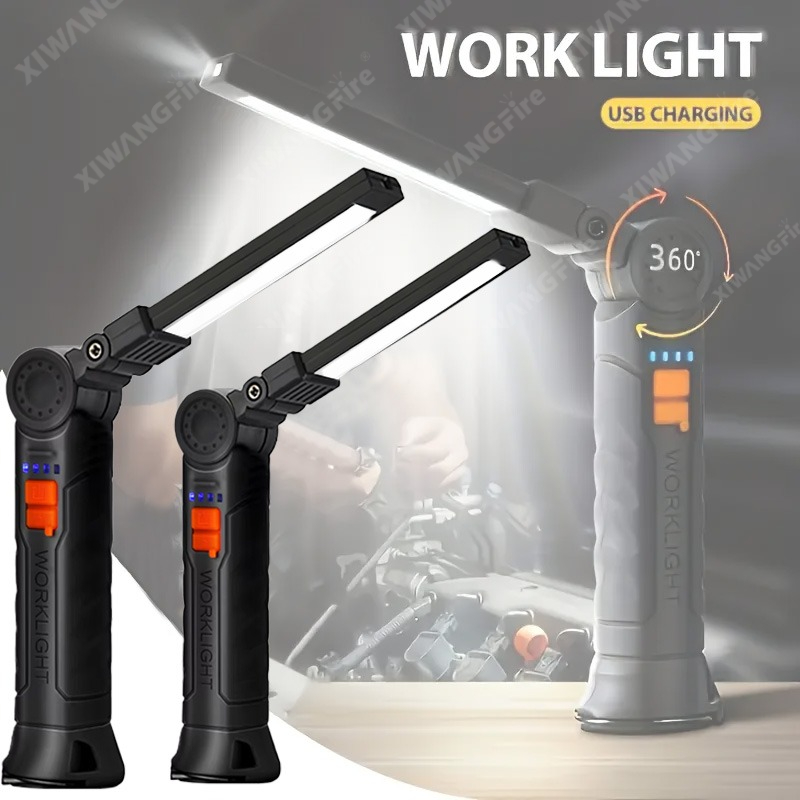 Outdoor Camping Decor - Oplaadbare LED-zaklamp Werklamp met magneet en