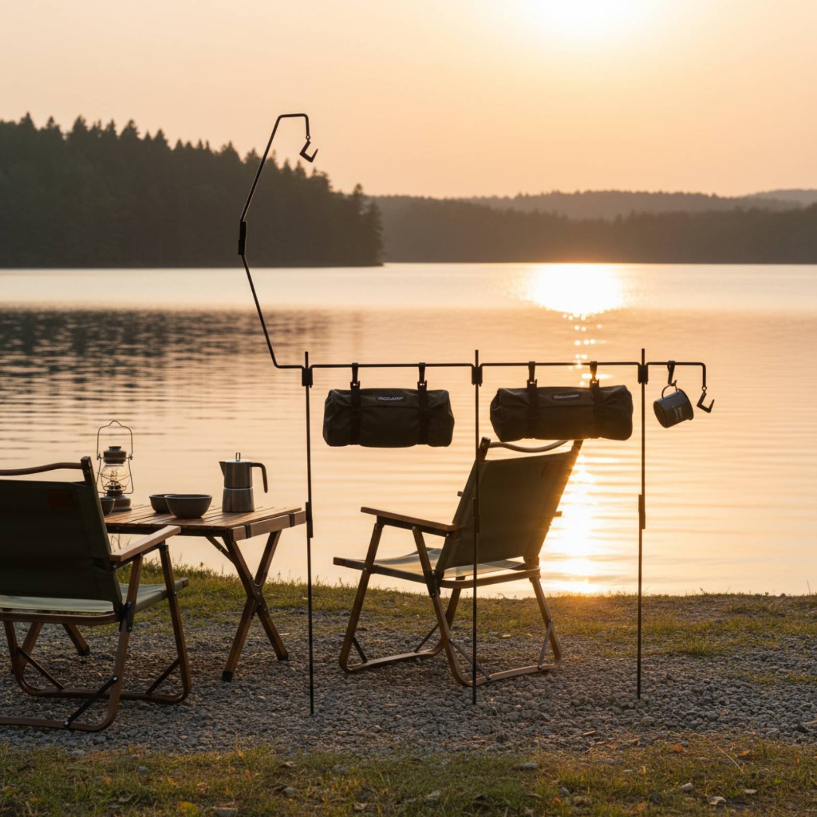 Outdoor Camping Kitchen - Campinglantaarnstandaard Eenvoudig te monteren Campinglichtpaal Kampeerkeukenhangerstandaard