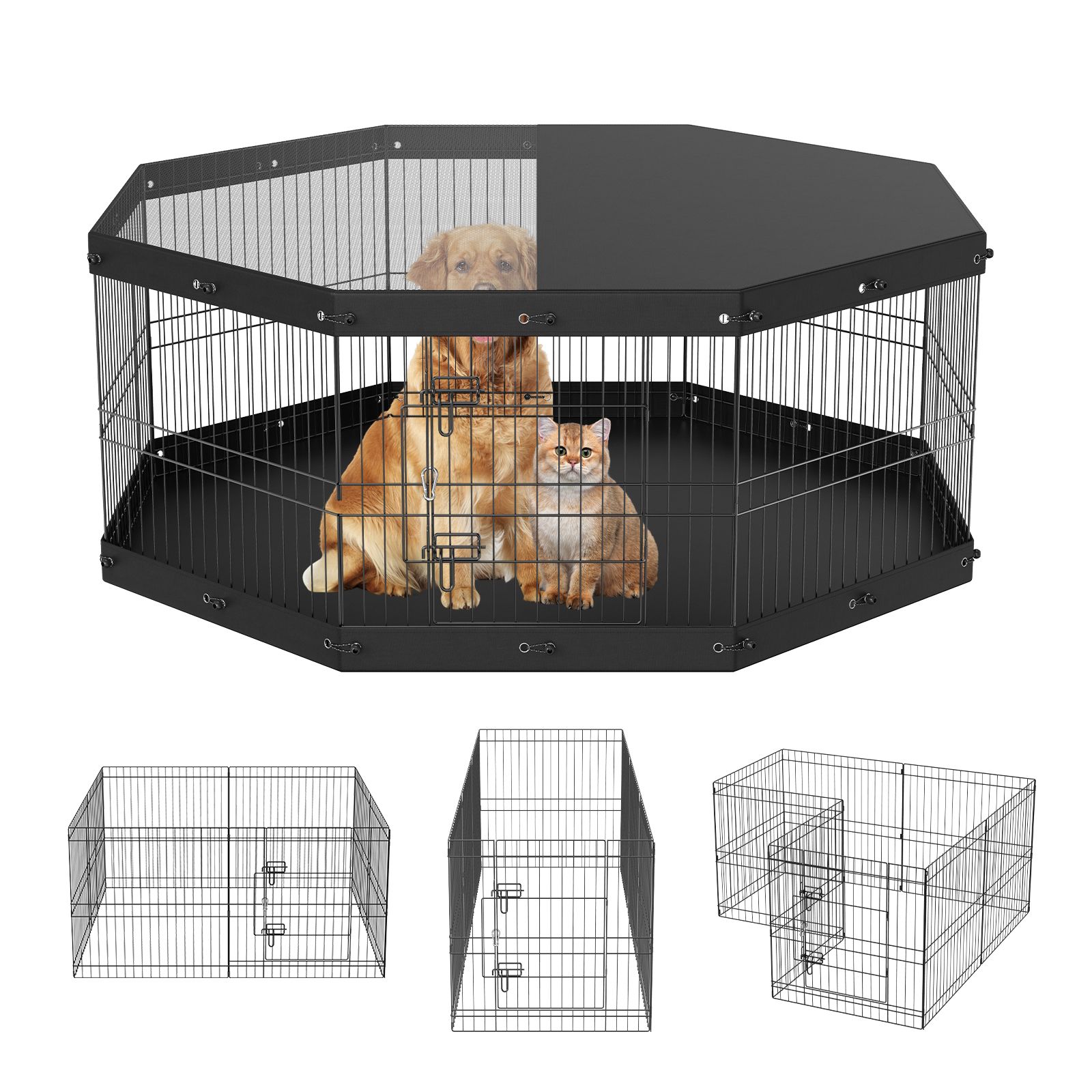 Outdoor Camping Dog Kennel - Hondenren, 8 panelen opvouwbare metalen hondenren