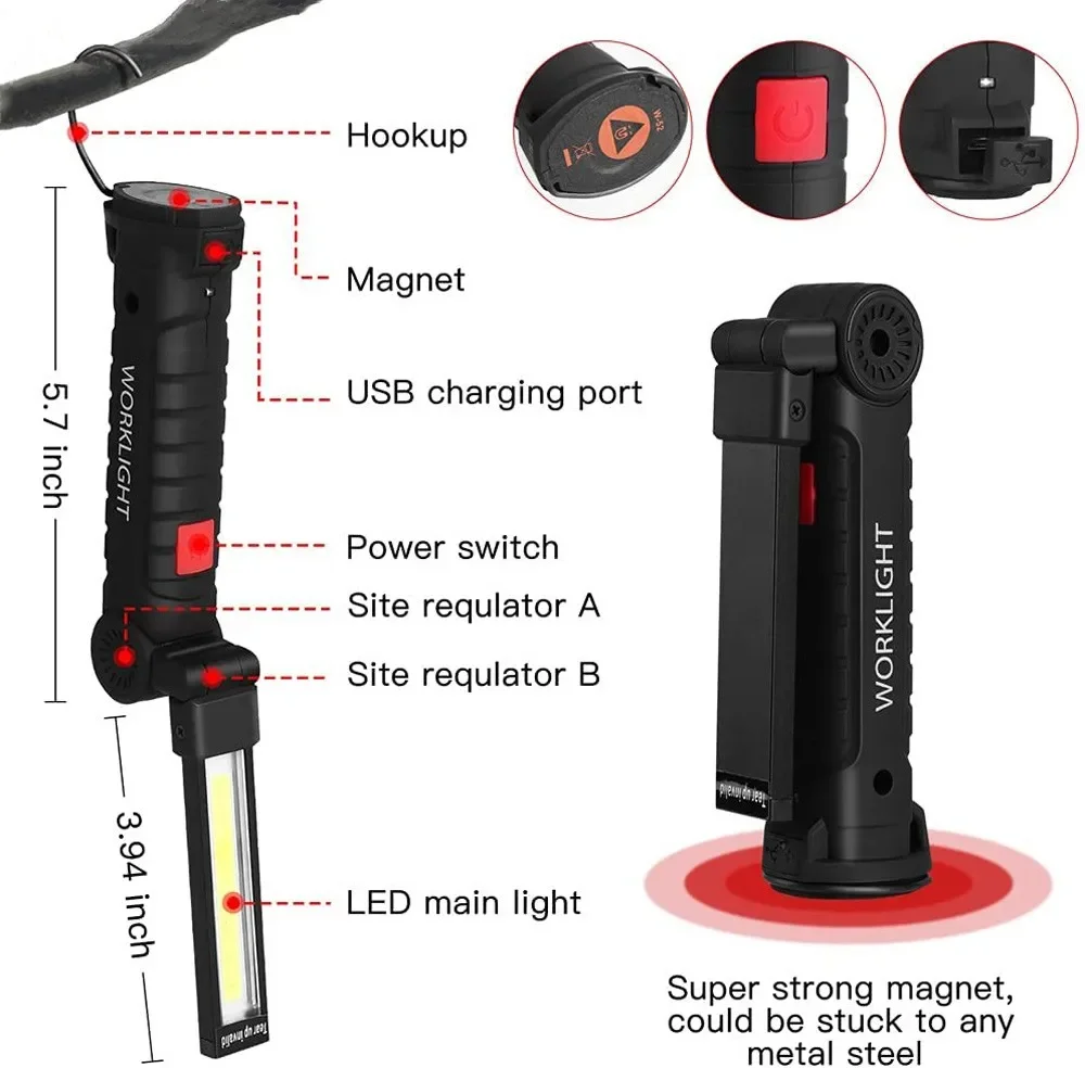 Draagbare COB LED-zaklamp USB  - Outdoor Camping Light Portable recensie en prijs