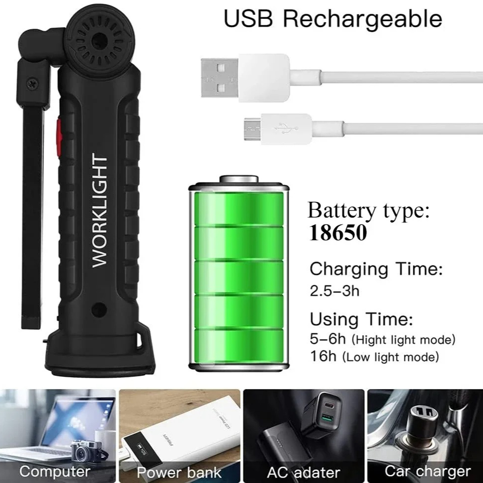 Draagbare COB LED-zaklamp USB  - Outdoor Camping Light Portable recensie en prijs