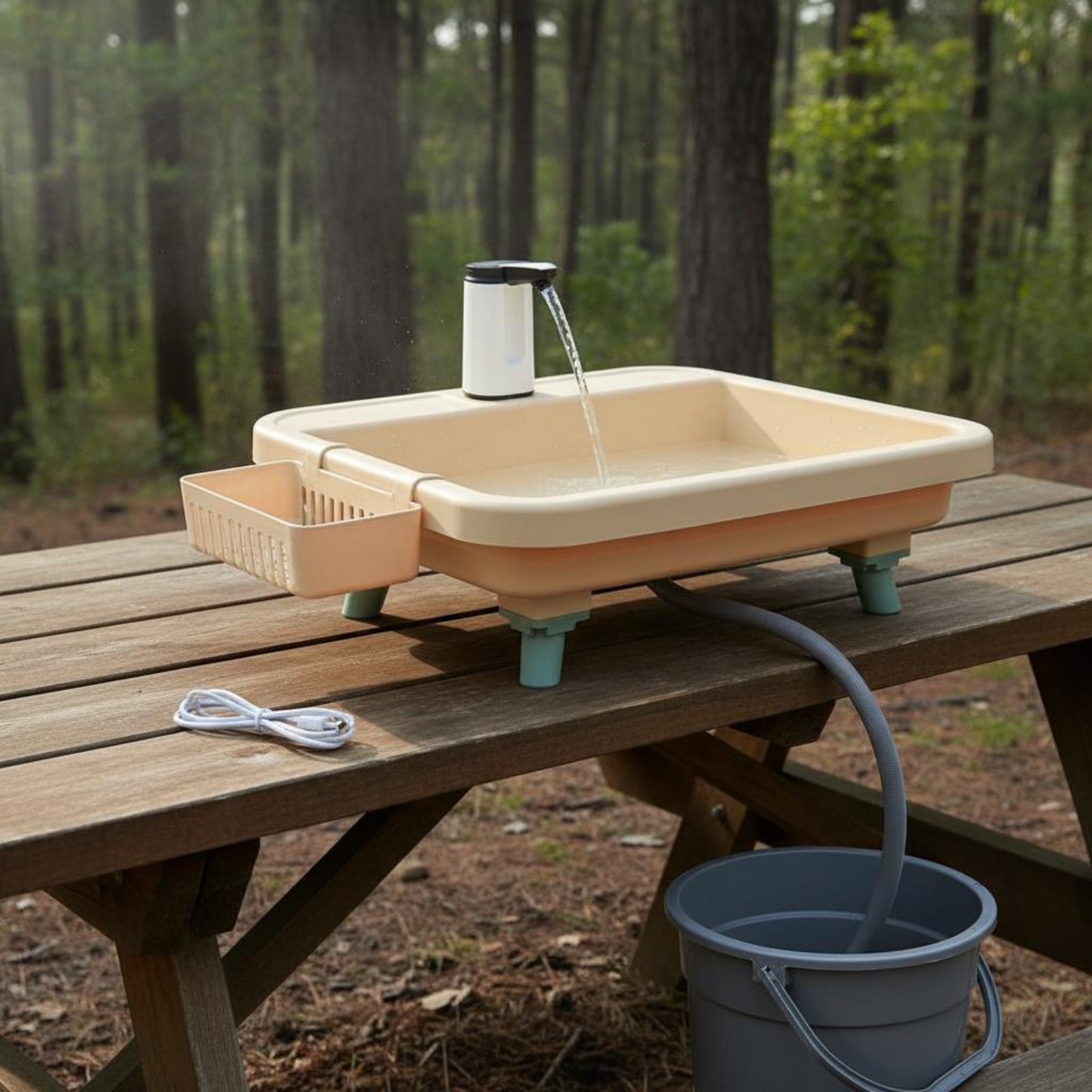 Draagbare handwasstation met é - Outdoor Camp recensie en prijs