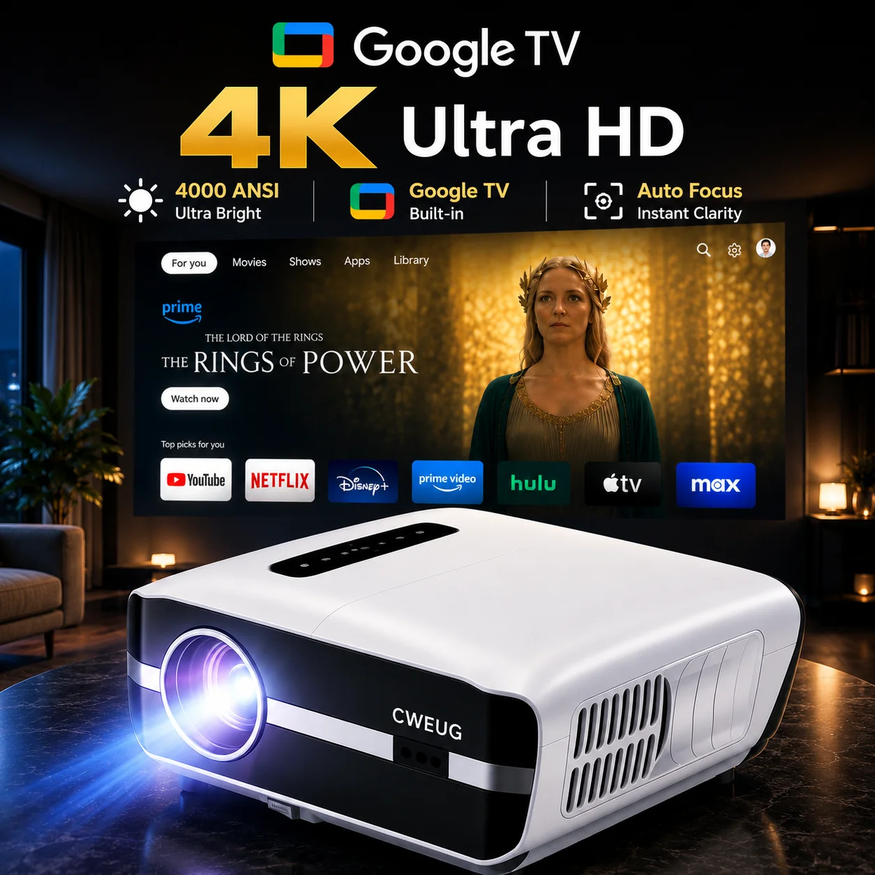 NewA9S 4k Projector Autofocus  - Outdoor Camping Tv recensie en prijs